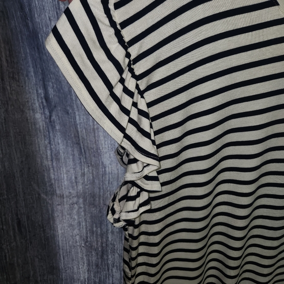 Gilli NWT White Navy Stripe Flutter Sleeve Top Made in USA Size 3X - Picture 2 of 8